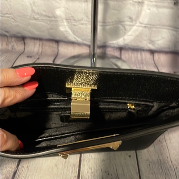 DKNY Black Leather Crossbody Bag with Gold Accents - Picture 5 of 8